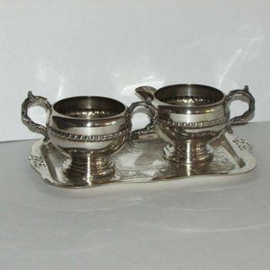 Vintage VIKING Silverplate Creamer Sugar Bowl & Tray Set